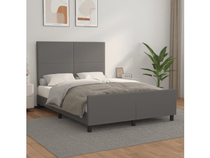 Rám postele s čelem šedý 140x200 cm umělá kůže 3125455