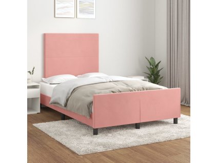 Rám postele s čelem růžový 120 x 200 cm samet 3125628