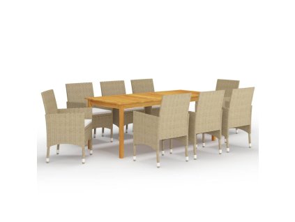 9dílný zahradní jídelní set béžový 3067861
