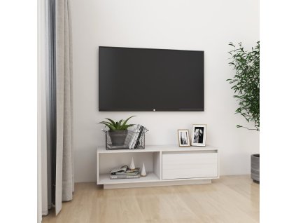 TV stolek bílý 110 x 30 x 33,5 cm masivní borové dřevo 809889