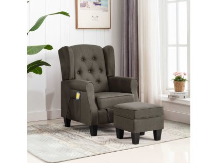 Masážní křeslo s podnožkou taupe textil 320169