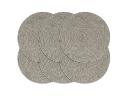 Prostírání 6 ks šedé 38 cm kulaté bavlna 133849