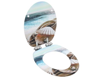 WC sedátko s funkcí pomalého sklápění MDF motiv mušlí 143924