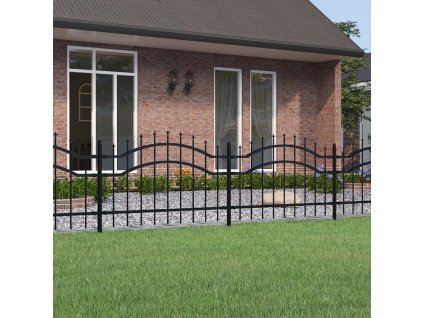 Zahradní plot s kopím nahoře černý 239 x 75 cm, práškově lakovaná ocel 151079