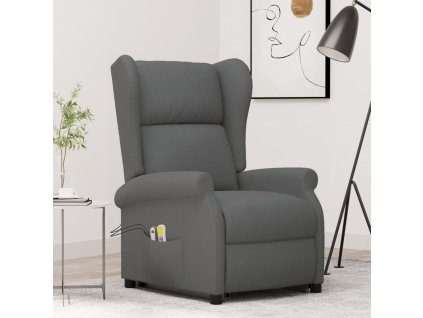 Zvedací masážní křeslo tmavě šedé textil 289741