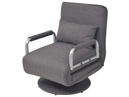 Otočné křeslo rozkládací tmavě šedé textil 244667