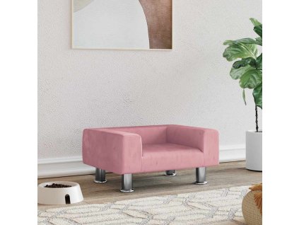 Pelíšek pro psy růžový 50 x 40 x 26,5 cm samet 171928