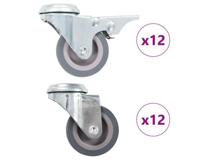 24 ks otočná kolečka s otvorem pro šroub 50 mm 277884