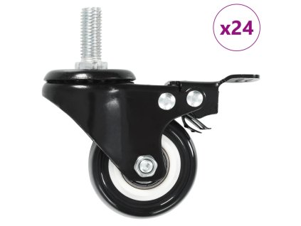24 ks otočná kolečka s brzdou 50 mm 277934