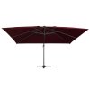Boční zahradní slunečník s LED osvětlením bordó 400 x 300 cm 312318