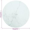 Stolní deska bílá Ø 70 x 0,8 cm tvrzené sklo mramorový design 322249