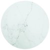 Stolní deska bílá Ø 70 x 0,8 cm tvrzené sklo mramorový design 322249