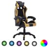 Herní židle s RGB LED podsvícením zlato-černá umělá kůže 287998