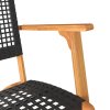 3dílný bistro set černý polyratan a masivní akáciové dřevo 365866