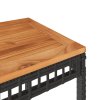 3dílný bistro set černý polyratan a masivní akáciové dřevo 365866