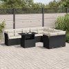10dílná zahradní sedací souprava s poduškami černá polyratan 3266836