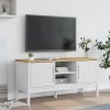TV stolek FLORO bílý 114 x 43 x 55 cm masivní borové dřevo 374015