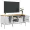 TV stolek FLORO bílý 114 x 43 x 55 cm masivní borové dřevo 374015