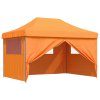Skládací party stan pop-up se 4 bočními stěnami oranžový 4005025