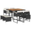 9dílný zahradní jídelní set s poduškami černý polyratan 3278090