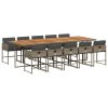 11dílný zahradní jídelní set s poduškami šedý polyratan 3278065