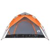 Kempingový stan kupole pro 5 šedý a oranžový rychloupínací 4004187