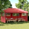 Skládací party stan pop-up se 3 bočními stěnami vínový 4004947