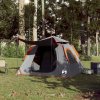 Kempingový stan kupole 4 osoby šedý a oranžový rychloupínací 4004145