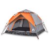 Kempingový stan kupole pro 3 šedý a oranžový rychloupínací 4004179