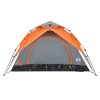 Kempingový stan kupole pro 3 šedý a oranžový rychloupínací 4004179