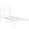 Kovový rám postele bez matrace s čelem bílý 75 x 190 cm 376639