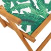Skládací plážové křeslo vzor listů masivní eukalyptus a textil 366562