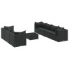 8dílná zahradní sedací souprava s poduškami černá polyratan 3308035