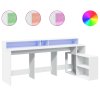 Psací stůl s LED světly bílý 200 x 104 x 91 cm kompozitní dřevo 3309465