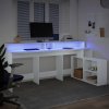 Psací stůl s LED světly bílý 200 x 104 x 91 cm kompozitní dřevo 3309465