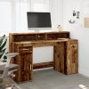 Psací stůl s LED světly old wood 140x55x91 cm kompozitní dřevo 3309427