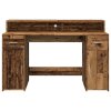 Psací stůl s LED světly old wood 140x55x91 cm kompozitní dřevo 3309427