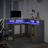 Psací stůl s LED šedý sonoma 130 x 130 x 91 cm kompozitní dřevo 3309452