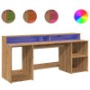 Psací stůl s LED dub artisan 200 x 55 x 91 cm kompozitní dřevo 3309446