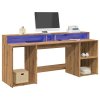 Psací stůl s LED dub artisan 200 x 55 x 91 cm kompozitní dřevo 3309446