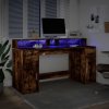 Psací stůl s LED kouřový dub 160 x 55 x 91 cm kompozitní dřevo 3309433
