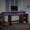 Psací stůl s LED světly hnědý dub 200x55x91 cm kompozitní dřevo 3309444