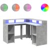 Psací stůl s LED betonově šedý 130x130x91 cm kompozitní dřevo 3309450