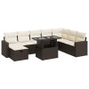 9dílná zahradní sedací souprava s poduškami hnědá polyratan 3327843