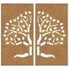 Zahradní nástěnné dekorace 2 ks 105x55 cm cortenová ocel Strom 824510