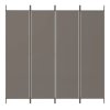 4dílný paraván antracitový 200x200 cm textil 350184