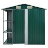 Zahradní domek s regálem zelený 205 x 130 x 183 cm železo 47104