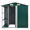Zahradní domek s regálem zelený 205 x 130 x 183 cm železo 47104