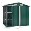 Zahradní domek s regálem zelený 205 x 130 x 183 cm železo 47104