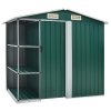 Zahradní domek s regálem zelený 205 x 130 x 183 cm železo 47104